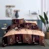 Cream and Brown Bed spread brown swed